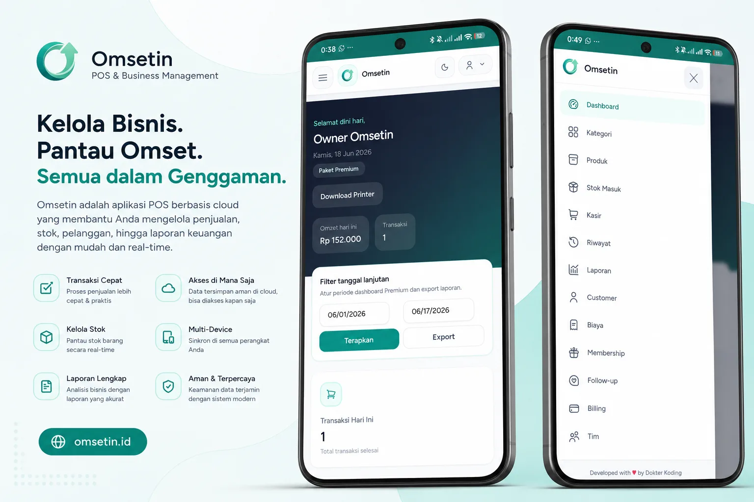 Dashboard sistem bisnis buatan Dokter Koding